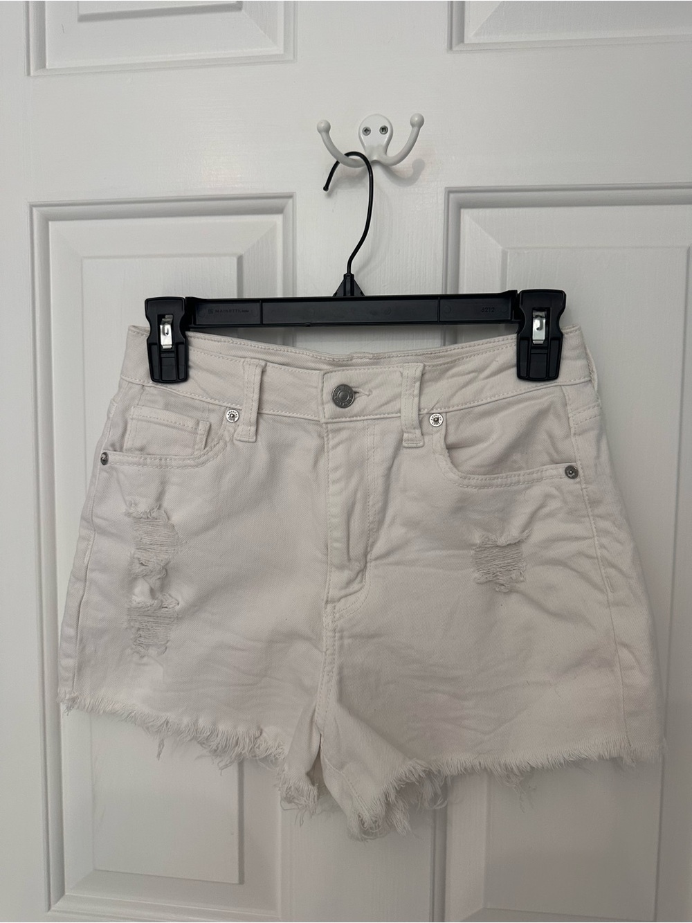 American Eagle Outfitters White Distressed Denim Shorts